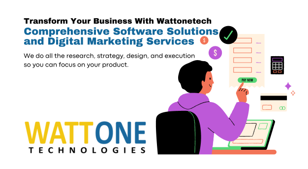 Transform Your Business with Wattonetech Comprehensive Software Solutions and Digital Marketing Services In today’s digital landscape, businesses need Wattonetech software solutions and digital marketing strategies to thrive. Staying ahead of the competition requires cutting-edge technology and innovative marketing techniques that drive results. At Wattonetech, we offer comprehensive solutions tailored specifically to your business needs, helping you transform into a digital powerhouse. Why Choose Wattonetech for Software and Marketing Solutions? End-to-End Software Solutions At Wattonetech, we specialize in developing scalable, customized software solutions designed to meet your unique business requirements. Whether you’re a startup or an established enterprise, our experienced developers and engineers create top-tier solutions that streamline operations, enhance productivity, and optimize your processes. Moreover, we cover everything from web and mobile application development to cloud computing, data analytics, and automation tools. This ensures your business remains at the forefront of technological innovation and efficiency. Result-Driven Digital Marketing Services Your brand deserves visibility, and Wattonetech ensures that your message reaches the right audience. Our digital marketing team takes a data-driven approach to develop and implement strategies that generate leads, boost conversions, and build your online reputation. Because of this, services such as SEO, SEM, social media marketing, content marketing, and email campaigns help us maximize your digital footprint, delivering measurable results. Cutting-Edge Technology Furthermore, we embrace the latest technological trends, ensuring your solutions are future-proof. From artificial intelligence and machine learning to blockchain technology and IoT , we help businesses evolve with the times and stay competitive in the rapidly changing digital world. Custom Solutions Tailored to Your Needs We understand that every business is unique. Therefore, we take a personalized approach to each project. Whether you need to automate internal processes or create a user-friendly mobile application, our custom software solutions are built with your specific goals in mind. Transparency and Trust At Wattonetech, we believe trust is the foundation of every successful partnership. As a result, we maintain complete transparency throughout development and marketing, ensuring you are always informed. We deliver on our promises, on time, and within budget. Wattonetech Software Solutions Services Web & Mobile App Development Custom Software Development Digital Marketing (SEO, PPC, Social Media, Email Marketing) Cloud Solutions Automation & AI Solutions UI/UX Design E-commerce Solutions Data Analytics and Business Intelligence Explore more about our software development services. Custom Software Solutions and Marketing Services Whether you need software to streamline operations or a marketing strategy to elevate your brand, we are your one-stop shop for transforming ideas into reality. In conclusion Custom software solutions by Wattonetech